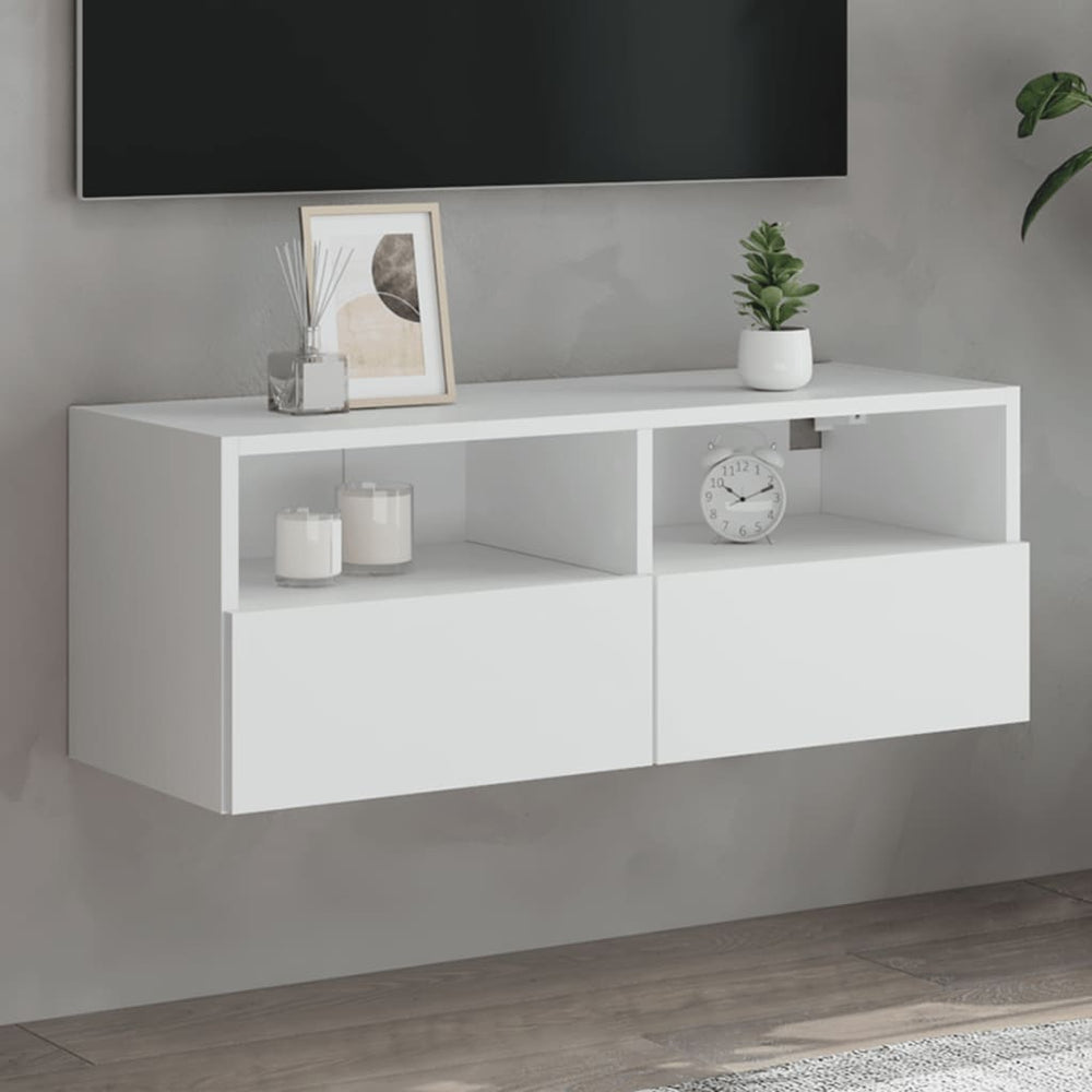 vidaXL Meuble TV mural blanc 80x30x30 cm en bois d'ingénierie