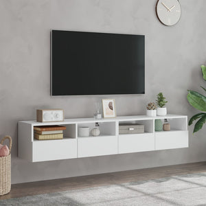 Weiße TV-Wandschränke, 2er Set