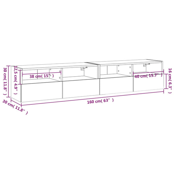 Weiße TV-Wandschränke, 2er Set