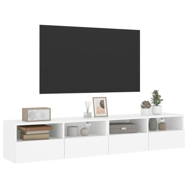 Weiße TV-Wandschränke, 2er Set