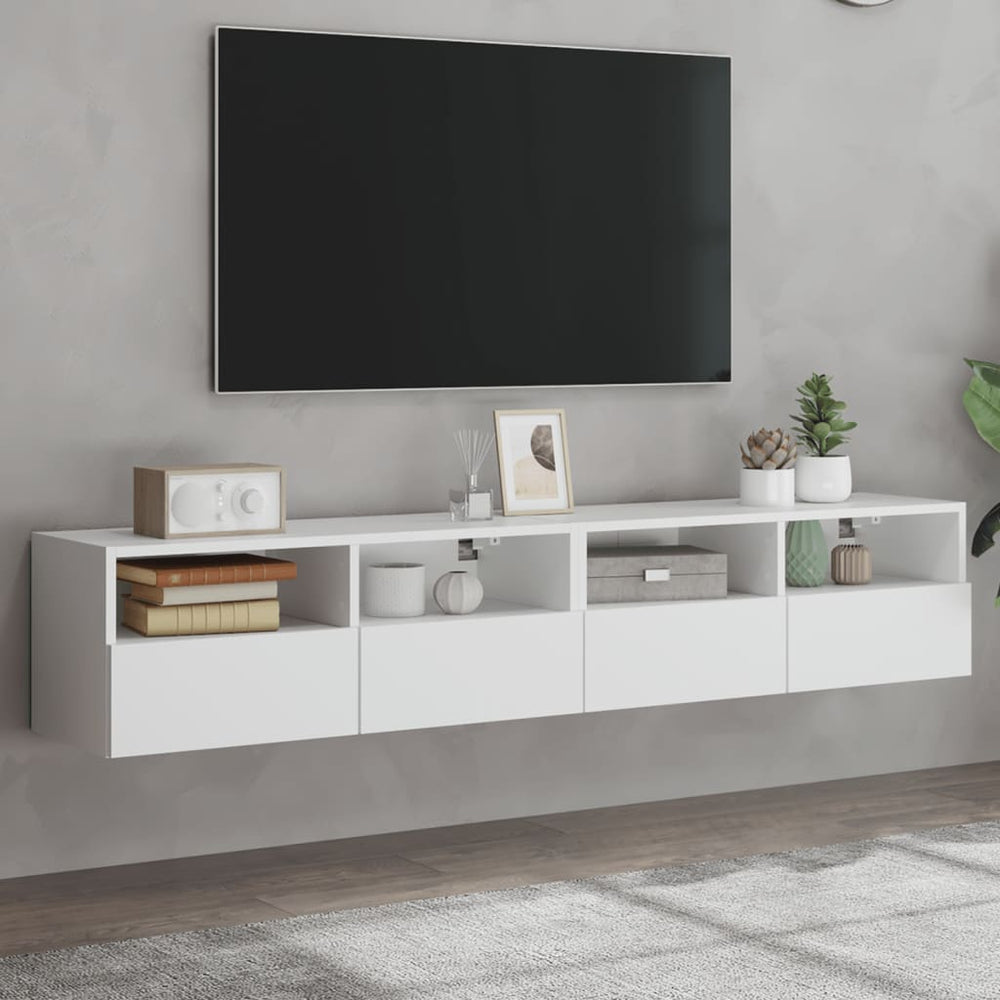 Weiße TV-Wandschränke, 2er Set