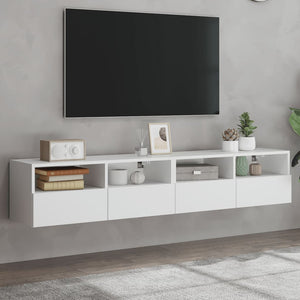 Weiße TV-Wandschränke, 2er Set