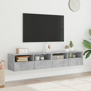 TV-Wandschränke, Betongrau, 80 cm, 2er-Set