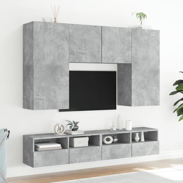TV-Wandschränke, Betongrau, 80 cm, 2er-Set