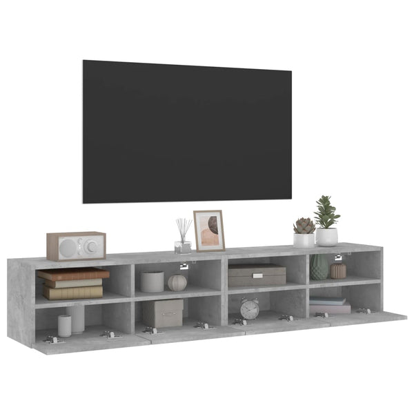 TV-Wandschränke, Betongrau, 80 cm, 2er-Set