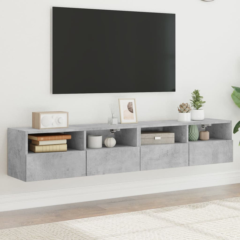 TV-Wandschränke, Betongrau, 80 cm, 2er-Set
