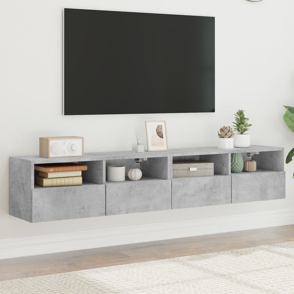 TV-Wandschränke, Betongrau, 80 cm, 2er-Set