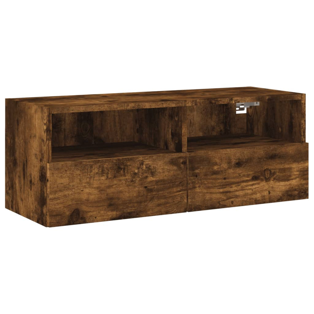 Meuble TV mural vidaXL chêne fumé 80x30x30 cm bois d'ingénierie