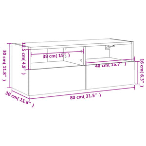 TV-Wandschrank Räuchereiche 80 cm