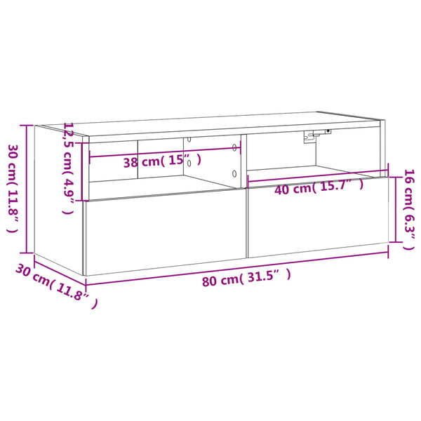 TV-Wandschrank Räuchereiche 80 cm