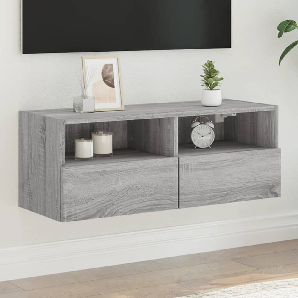 vidaXL Meuble TV mural gris Sonoma 80x30x30 cm bois d'ingénierie