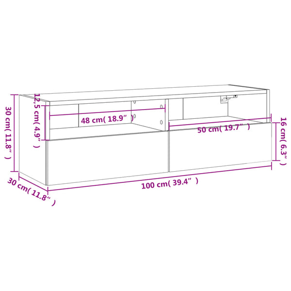 TV-Wandschrank Weiß 100x30x30 cm