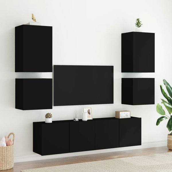 TV-Wandschränke Schwarz, 2er-Set