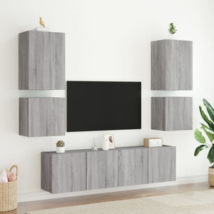 TV-Wandschränke 2er Set Grau Sonoma