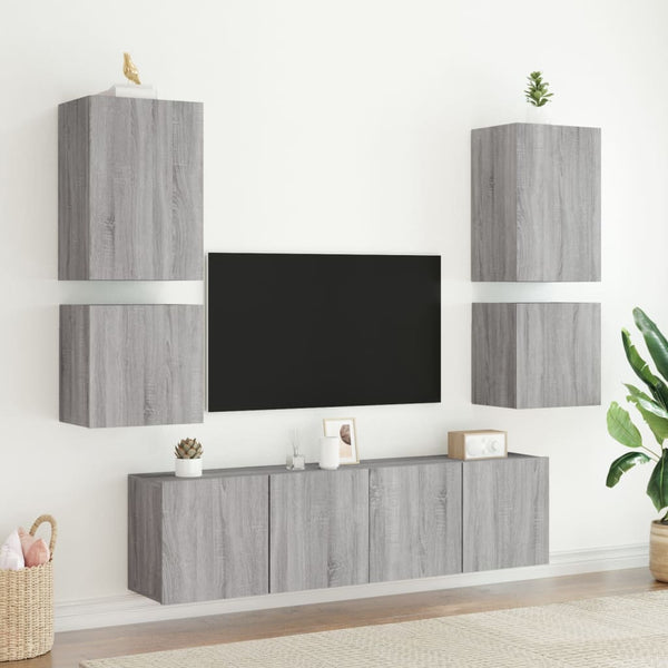 TV-Wandschränke 2er Set Grau Sonoma