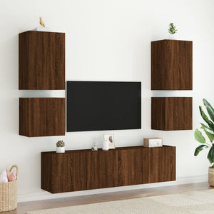 TV-Wandschränke 2er Set Braun Eiche
