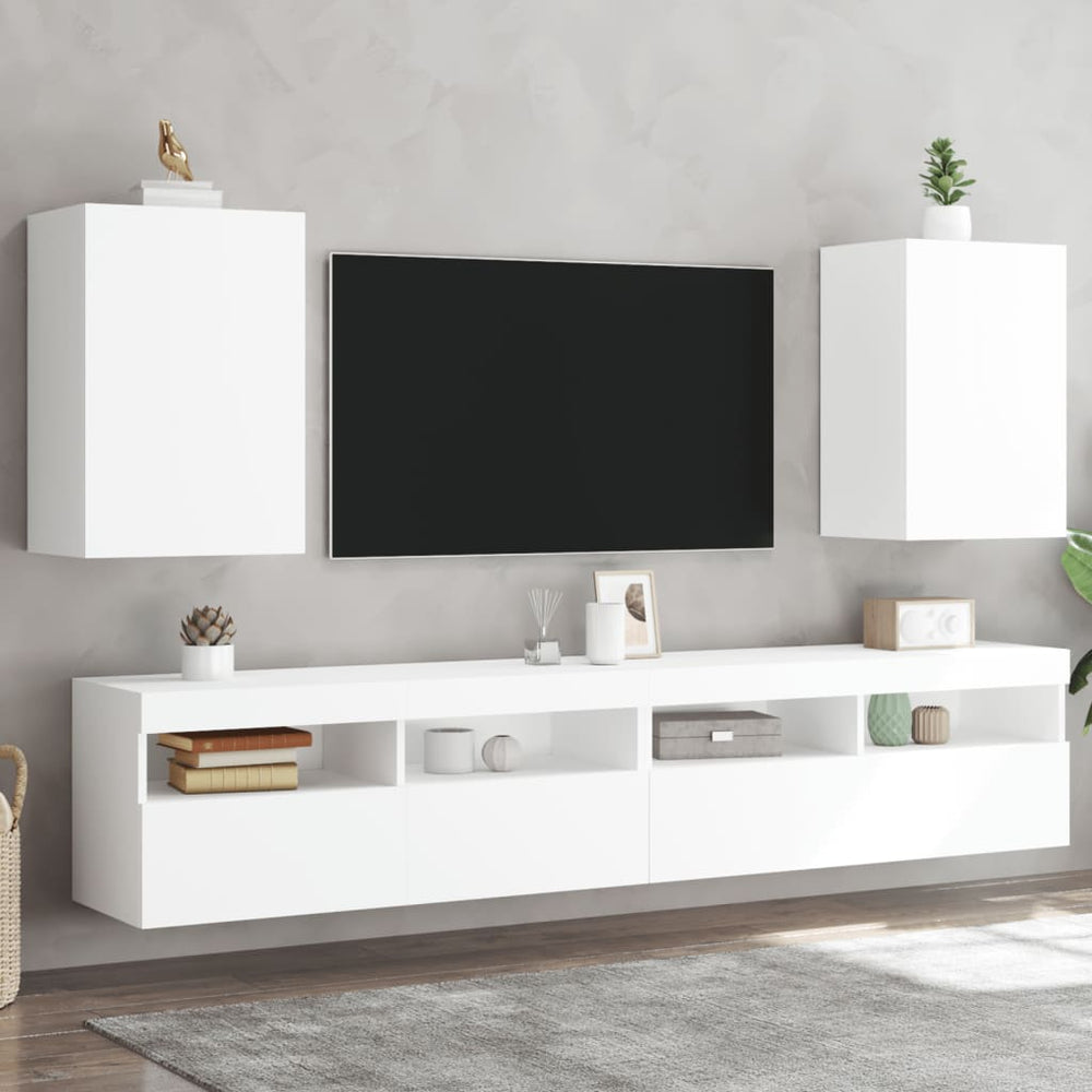 vidaXL Meubles TV muraux 2 pcs Blanc 40,5x30x60 cm Aggloméré