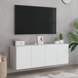 Weiße TV-Wandschränke, 2er-Set, 60 cm