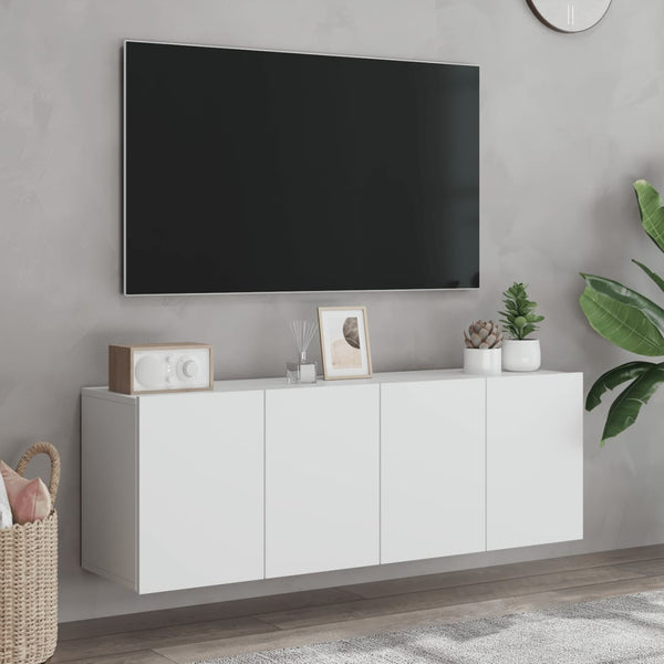 Weiße TV-Wandschränke, 2er-Set, 60 cm