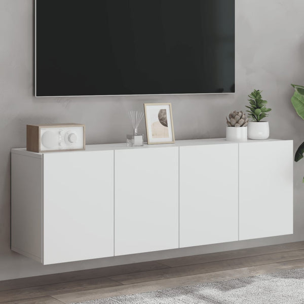 Weiße TV-Wandschränke, 2er-Set, 60 cm