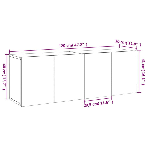 TV-Wandschränke, Betongrau, 2er-Set