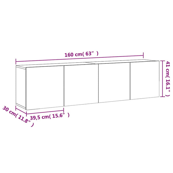 Weiße TV-Wandschränke 80x30x41 cm, 2er-Set