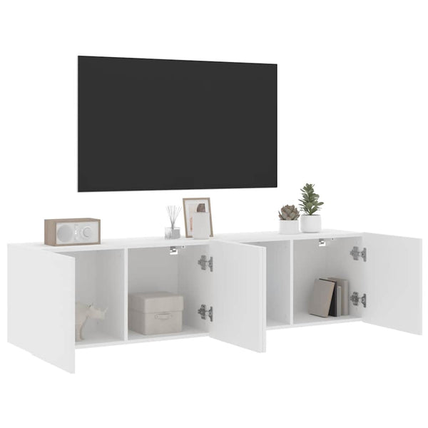 Weiße TV-Wandschränke 80x30x41 cm, 2er-Set
