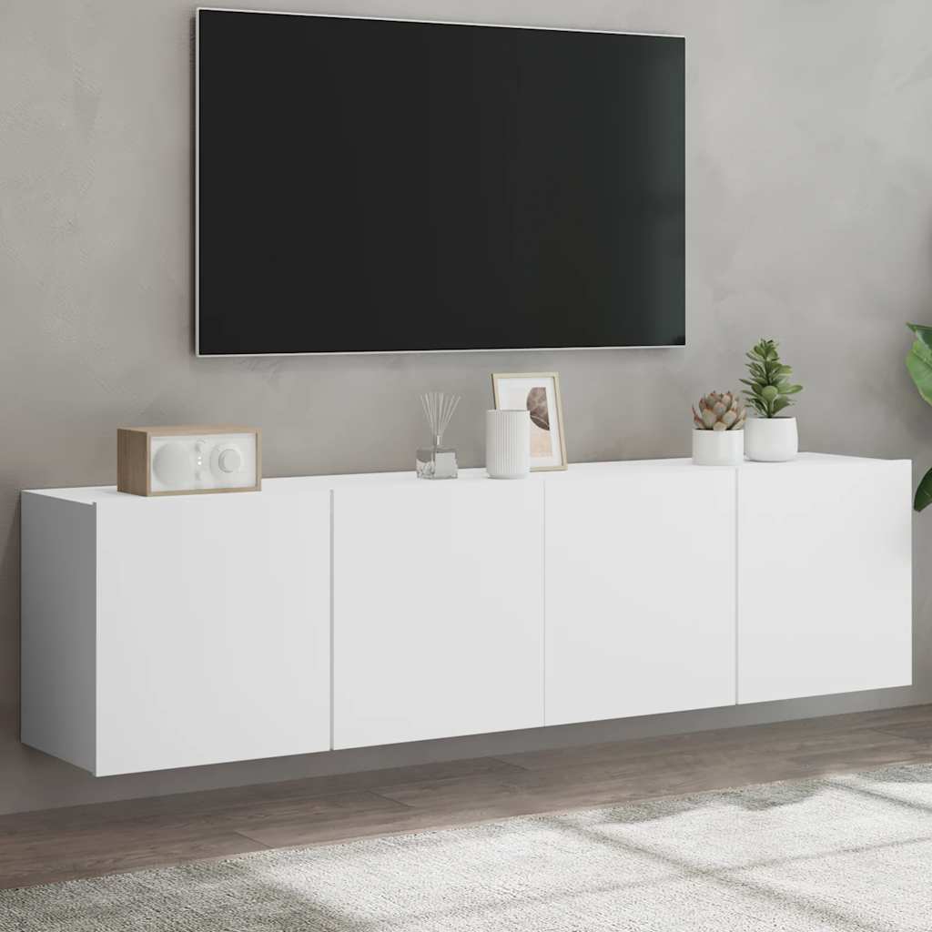 Weiße TV-Wandschränke 80x30x41 cm, 2er-Set