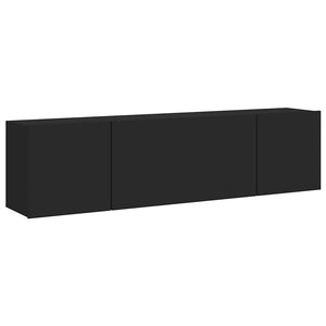 TV-Wandschränke, 2er Set, Schwarz 80 cm