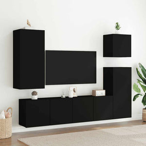 TV-Wandschränke, 2er Set, Schwarz 80 cm
