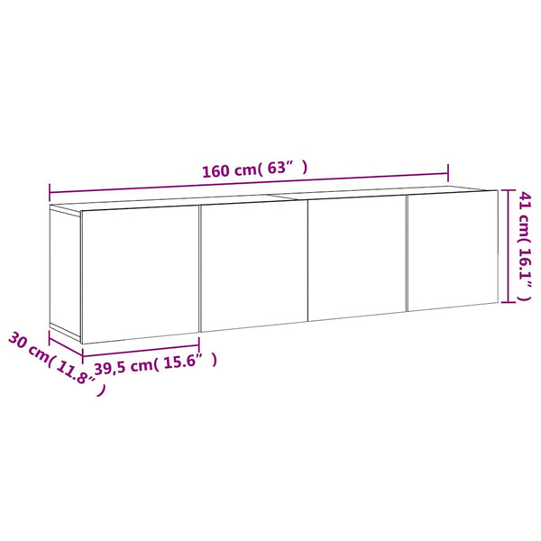 TV-Wandschränke, 2er Set, Schwarz 80 cm