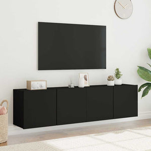 TV-Wandschränke, 2er Set, Schwarz 80 cm