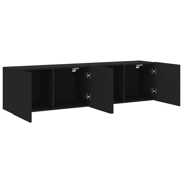 TV-Wandschränke, 2er Set, Schwarz 80 cm