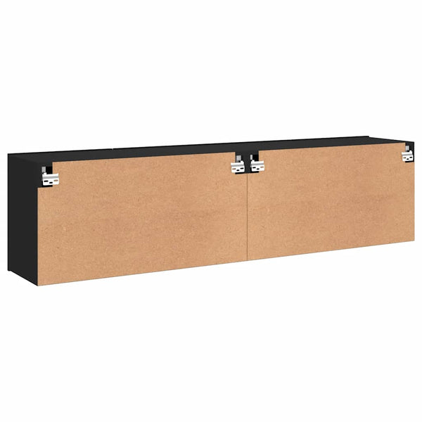 TV-Wandschränke, 2er Set, Schwarz 80 cm