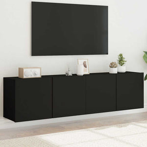 TV-Wandschränke, 2er Set, Schwarz 80 cm
