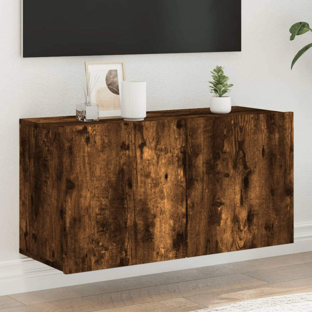 Meuble TV mural vidaXL chêne fumé 80x30x41 cm
