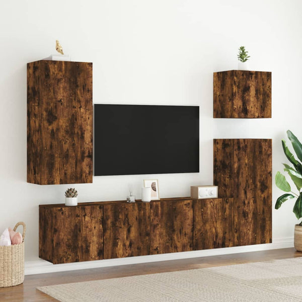 TV-Wandschränke 80x30x41 cm Räuchereiche 2er Set