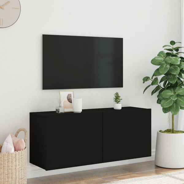 Schwarzer TV-Wandschrank 100x30x41 cm