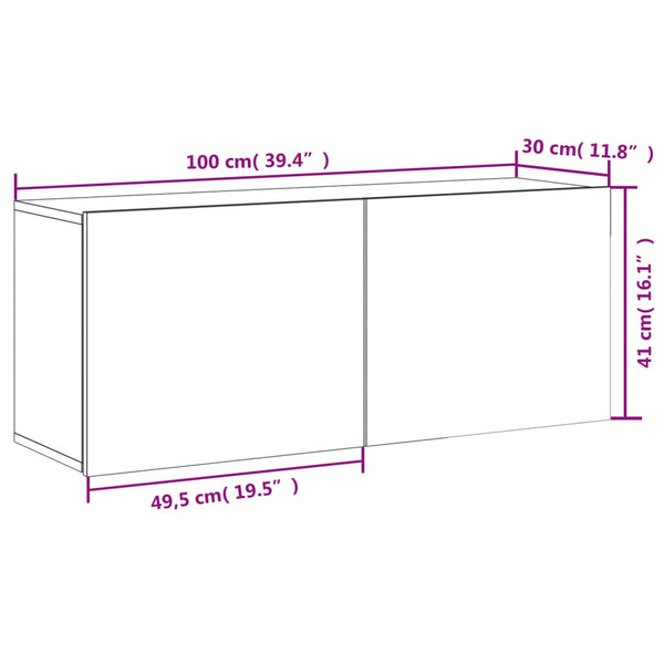 Schwarzer TV-Wandschrank 100x30x41 cm