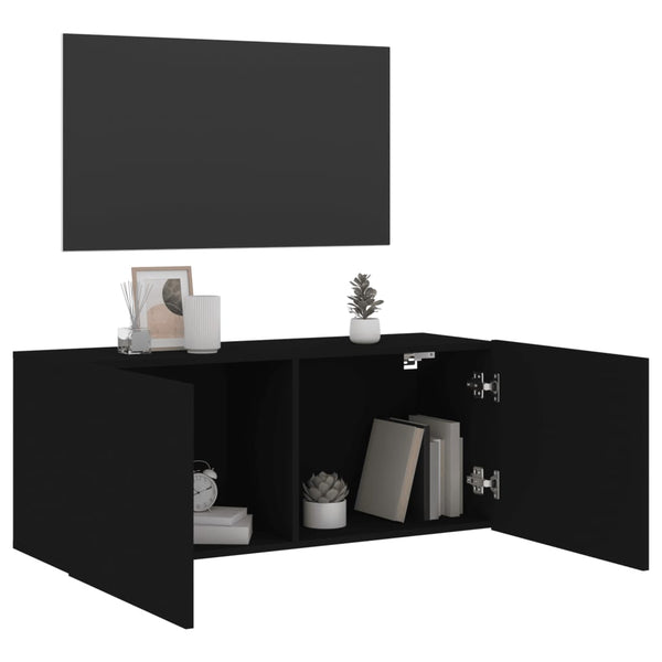 Schwarzer TV-Wandschrank 100x30x41 cm