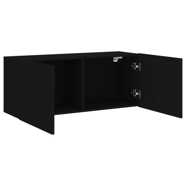 Schwarzer TV-Wandschrank 100x30x41 cm