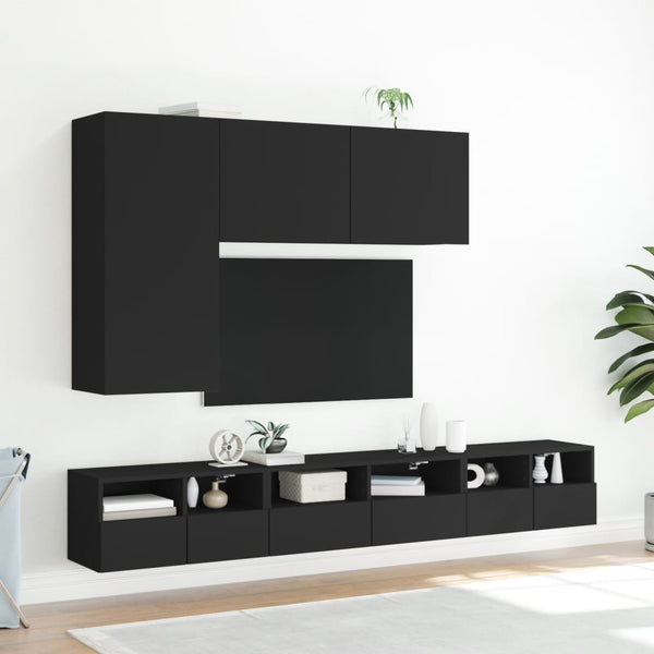 Schwarzer TV-Wandschrank 100x30x41 cm