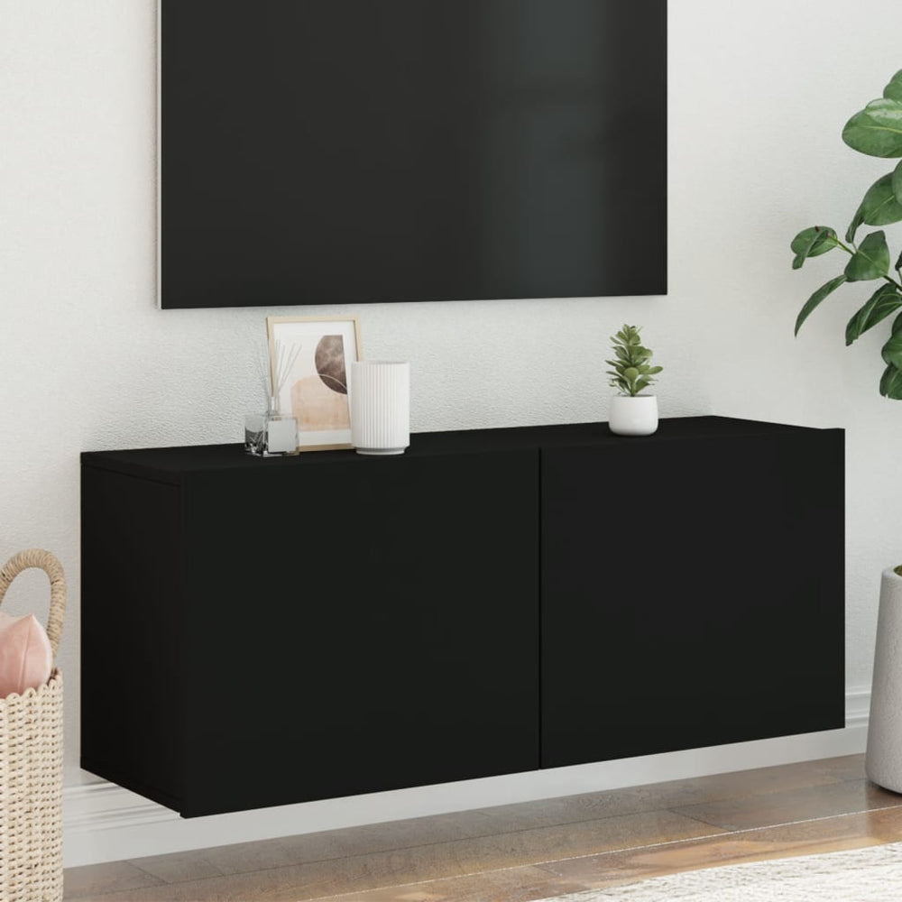 Schwarzer TV-Wandschrank 100x30x41 cm