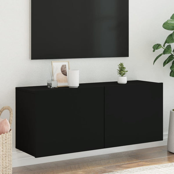 Schwarzer TV-Wandschrank 100x30x41 cm