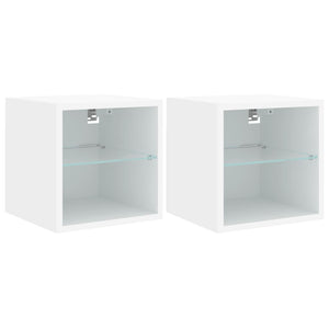 TV-Wandschränke mit LED, 2er Set, Weiß