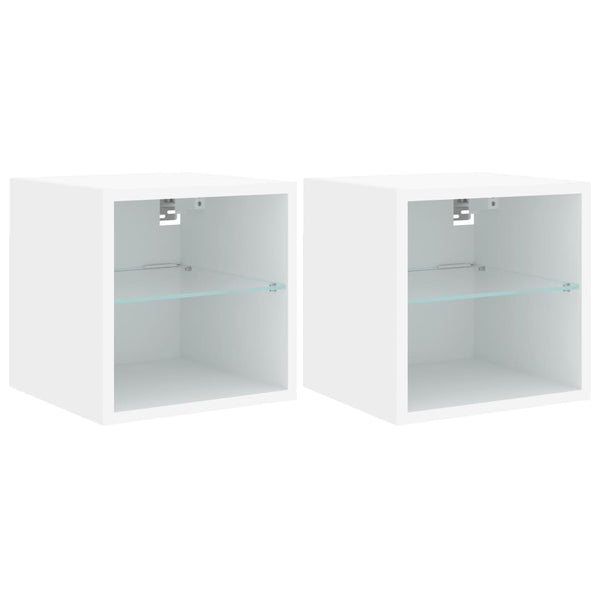 TV-Wandschränke mit LED, 2er Set, Weiß