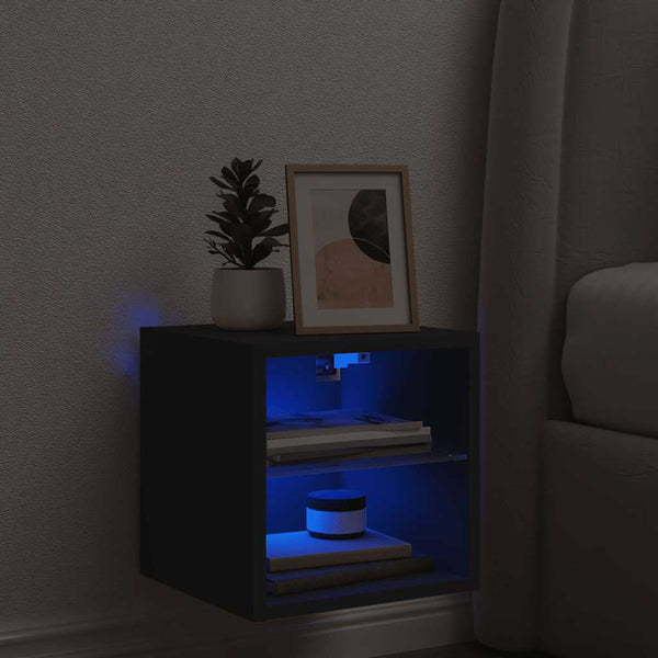 TV-Wandschrank mit LED Schwarz 30 cm