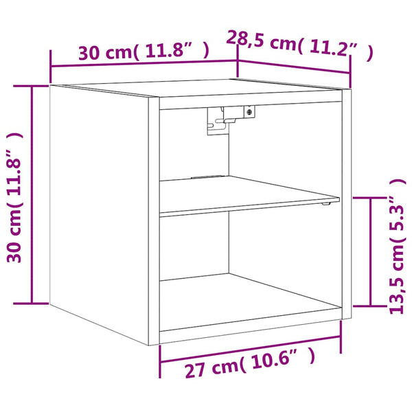 TV-Wandschrank mit LED Schwarz 30 cm