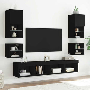 TV-Wandschrank mit LED Schwarz 30 cm