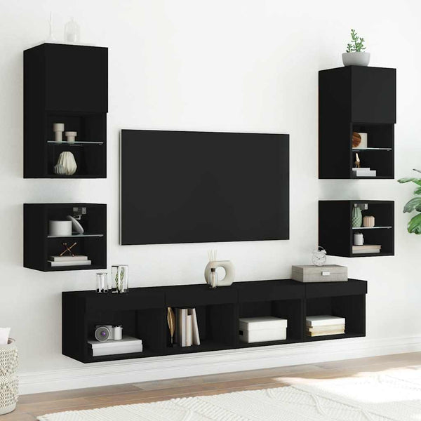 TV-Wandschrank mit LED Schwarz 30 cm